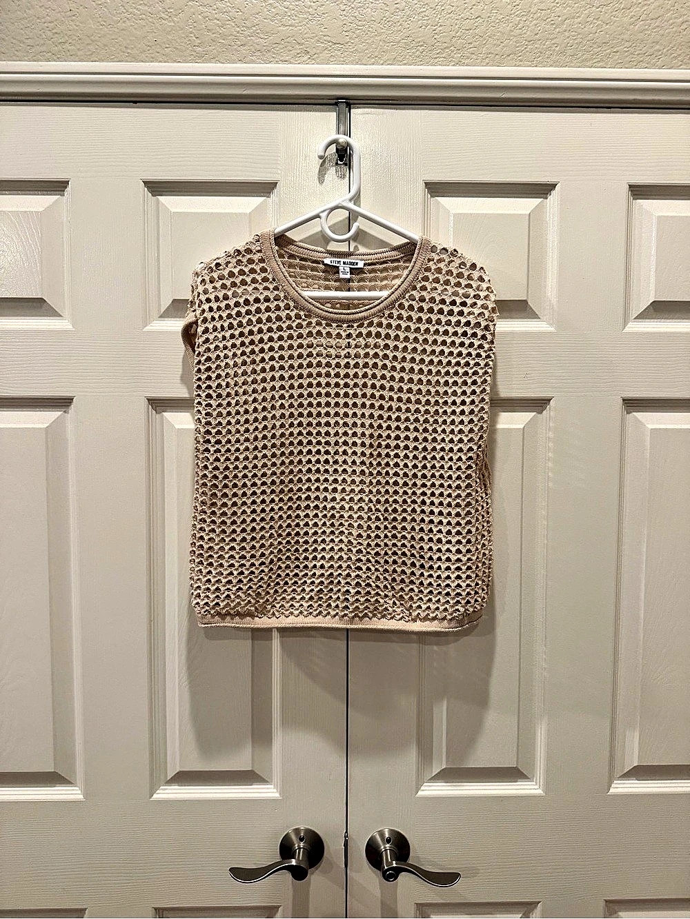 Steve Madden Crochet Knit Tank Top in Beige Large Like New